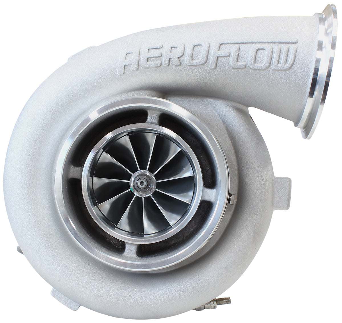 BOOSTED 8077 V-Band 1.16 Turbocharger 1250HP, Natural Cast Finish   External Wastegate, V-Band Inlet & Exhaust Flanges