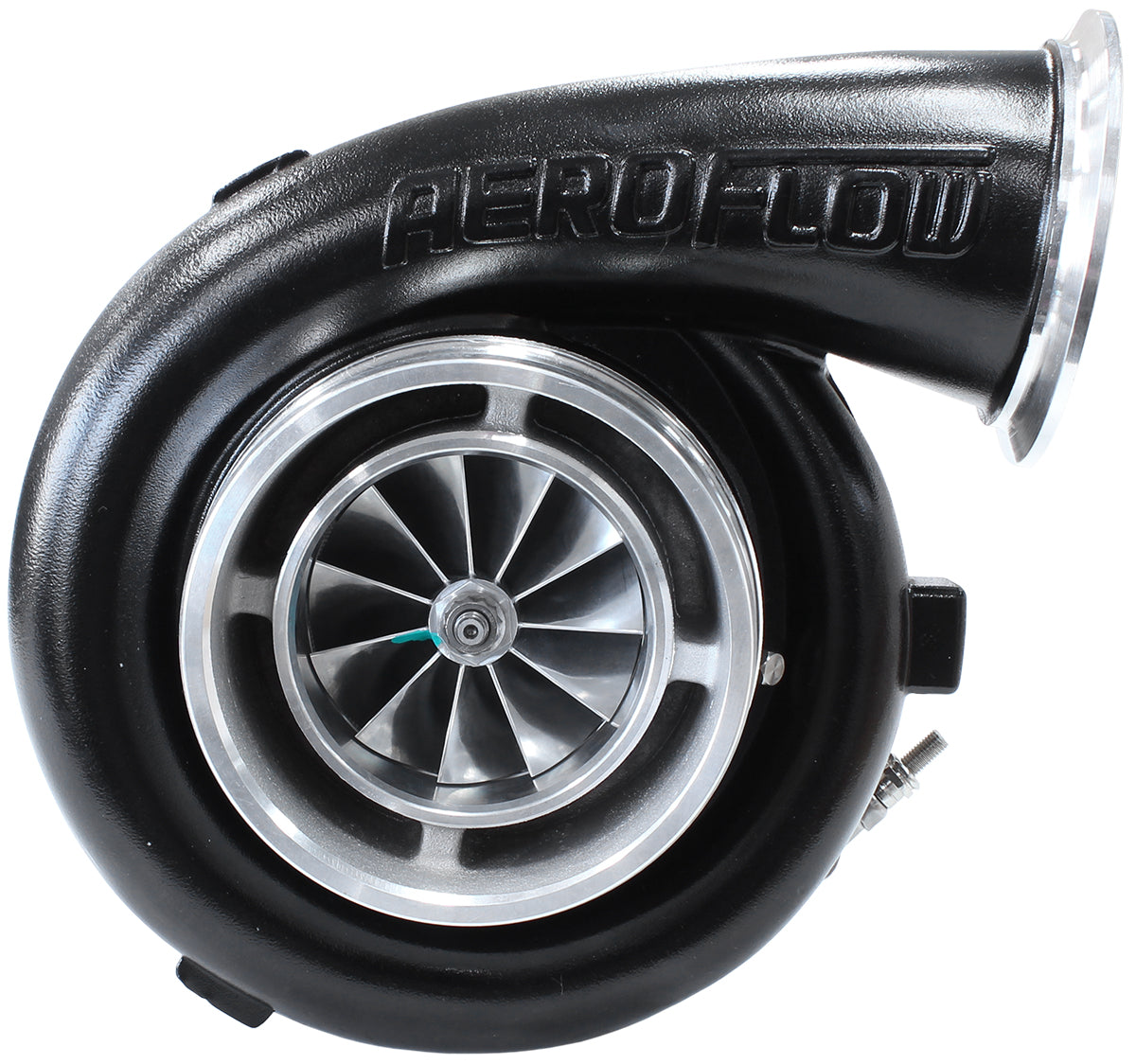 BOOSTED 8077 V-Band 1.16 Turbocharger 1250HP, Hi Temp Black Finish   External Wastegate, V-Band Inlet & Exhaust Flanges