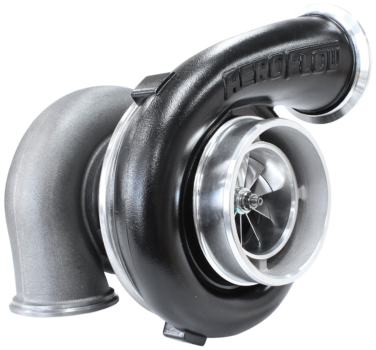 BOOSTED 8077 V-Band 1.16 Turbocharger 1250HP, Hi Temp Black Finish   External Wastegate, V-Band Inlet & Exhaust Flanges