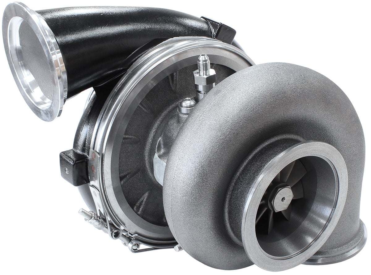 BOOSTED 8077 V-Band 1.16 Turbocharger 1250HP, Hi Temp Black Finish   External Wastegate, V-Band Inlet & Exhaust Flanges