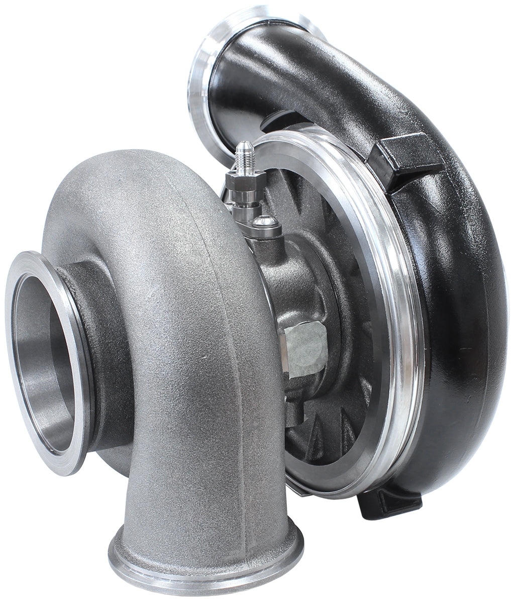 BOOSTED 8077 V-Band 1.16 Turbocharger 1250HP, Hi Temp Black Finish   External Wastegate, V-Band Inlet & Exhaust Flanges