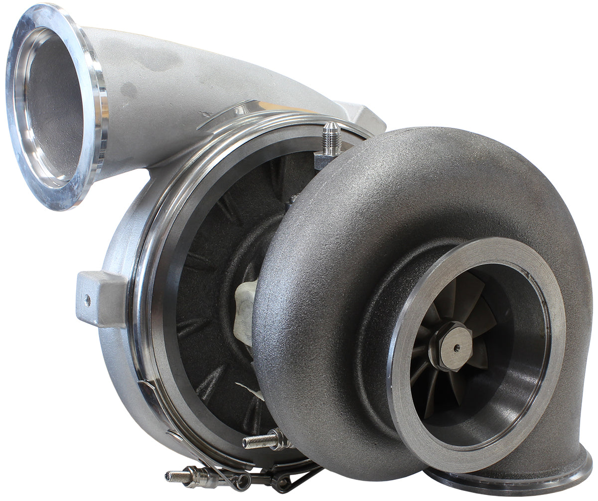 BOOSTED 8077 V-Band 1.16 Turbocharger 1250HP, Natural Cast Finish   External Wastegate, V-Band Inlet & Exhaust Flanges