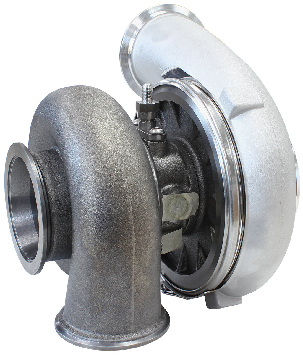 BOOSTED 8077 V-Band 1.16 Turbocharger 1250HP, Natural Cast Finish   External Wastegate, V-Band Inlet & Exhaust Flanges