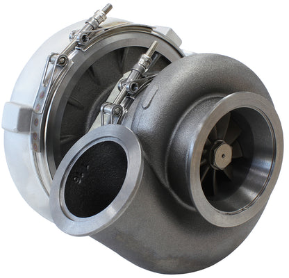 BOOSTED 8077 V-Band 1.16 Turbocharger 1250HP, Natural Cast Finish   External Wastegate, V-Band Inlet & Exhaust Flanges