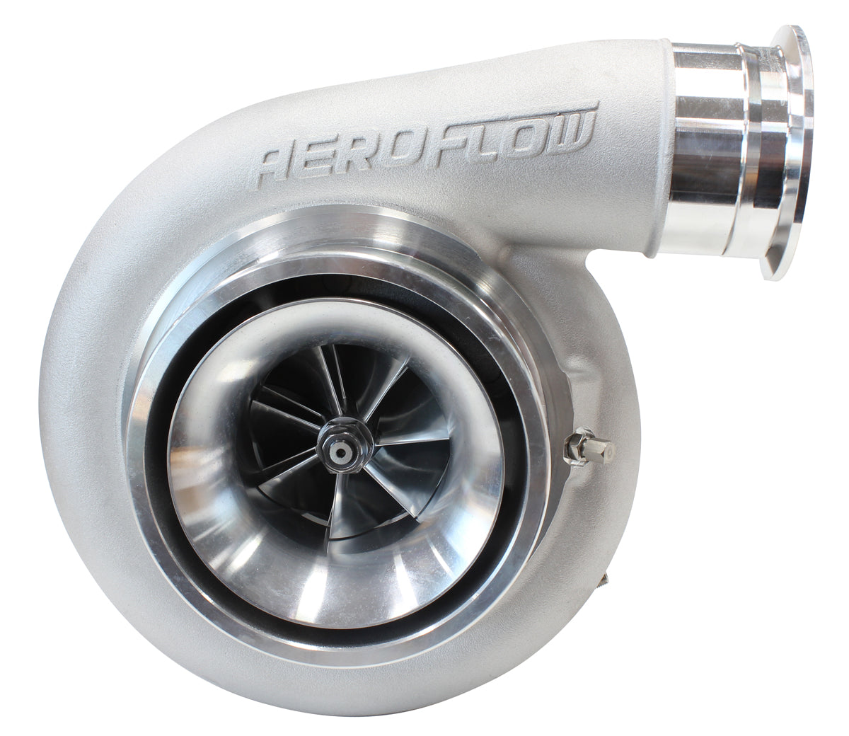 BOOSTED 7575 T4 1.10 Turbocharger 1050HP, Natural Cast Finish   External Wastegate, T4 Twin Entry Inlet Flange, V-Band Exhaust Flange
