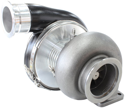 BOOSTED 7575 T4 1.10 Turbocharger 1050HP, Hi Temp Black Finish   External Wastegate, T4 Twin Entry Inlet Flange, V-Band Exhaust Flange