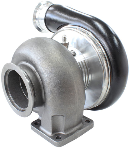 BOOSTED 7575 T4 1.10 Turbocharger 1050HP, Hi Temp Black Finish   External Wastegate, T4 Twin Entry Inlet Flange, V-Band Exhaust Flange