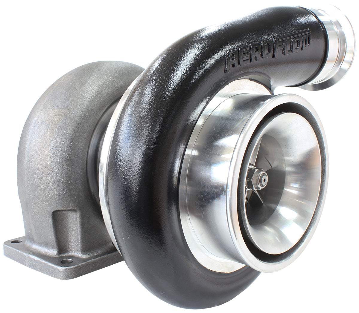 BOOSTED 7575 T4 1.10 Turbocharger 1050HP, Hi Temp Black Finish   External Wastegate, T4 Twin Entry Inlet Flange, V-Band Exhaust Flange
