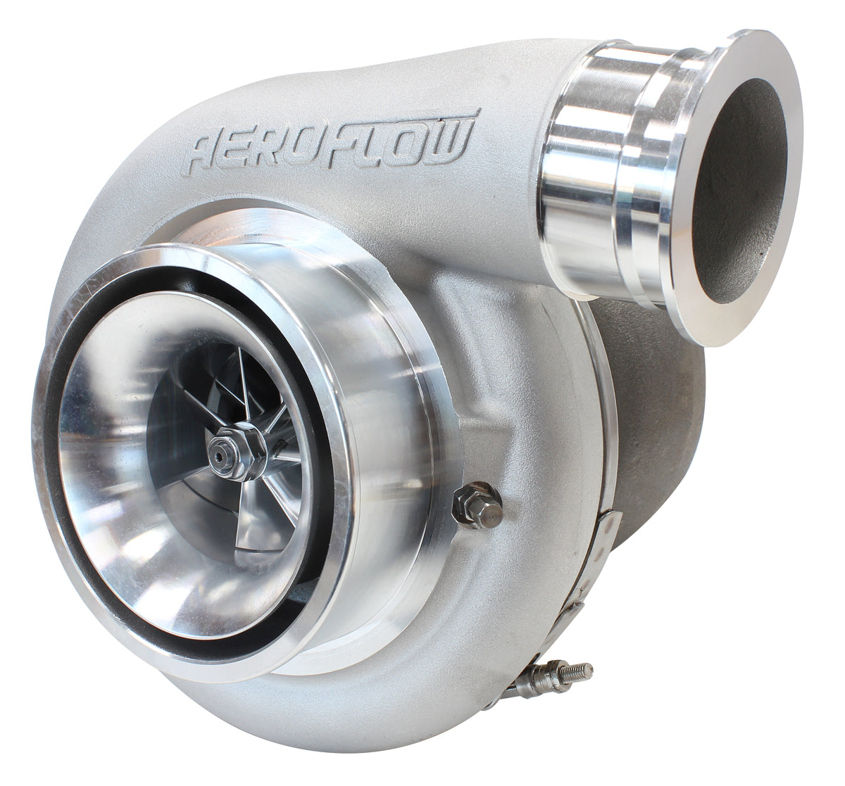 BOOSTED 7575 T4 1.10 Turbocharger 1050HP, Natural Cast Finish   External Wastegate, T4 Twin Entry Inlet Flange, V-Band Exhaust Flange