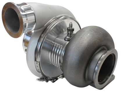 BOOSTED 7575 T4 1.10 Turbocharger 1050HP, Natural Cast Finish   External Wastegate, T4 Twin Entry Inlet Flange, V-Band Exhaust Flange