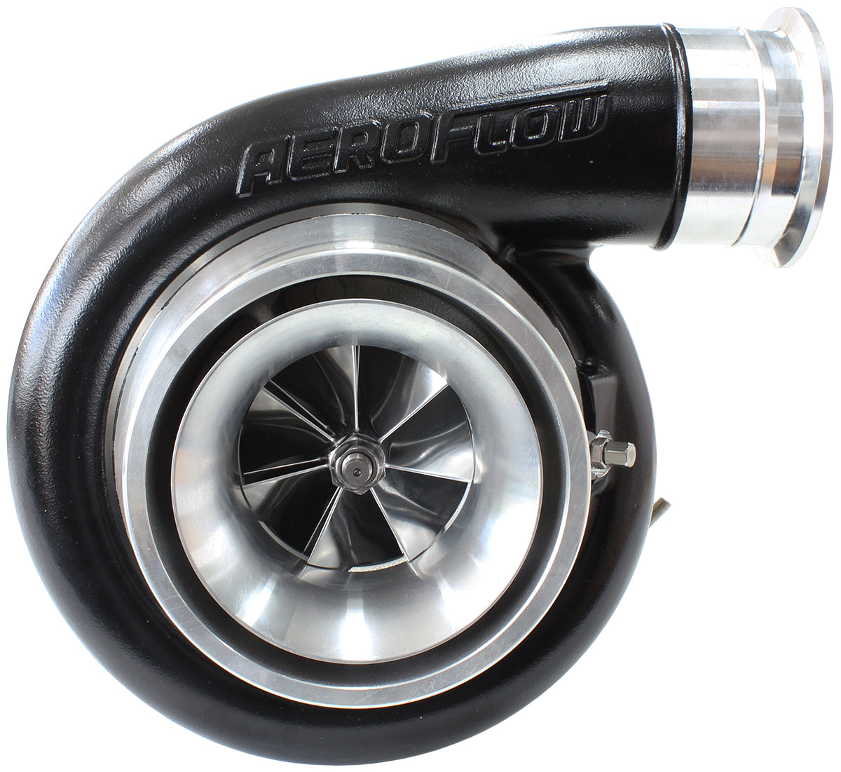 BOOSTED 8075 T4 1.10 Turbocharger 1250HP, Hi Temp Black Finish   External Wastegate, T4 Twin Entry Inlet Flange, V-Band Exhaust Flange