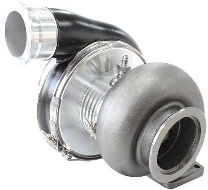 BOOSTED 8075 T4 1.10 Turbocharger 1250HP, Hi Temp Black Finish   External Wastegate, T4 Twin Entry Inlet Flange, V-Band Exhaust Flange