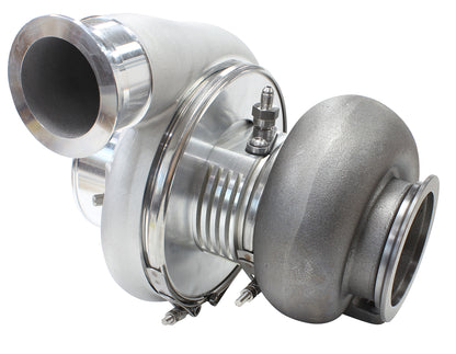 BOOSTED 8075 T4 1.10 Turbocharger 1250HP, Natural Cast Finish   External Wastegate, T4 Twin Entry Inlet Flange, V-Band Exhaust Flange