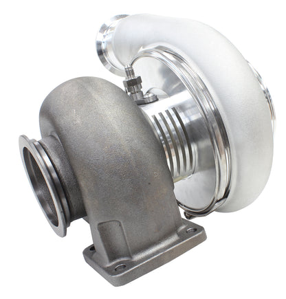BOOSTED 8075 T4 1.10 Turbocharger 1250HP, Natural Cast Finish   External Wastegate, T4 Twin Entry Inlet Flange, V-Band Exhaust Flange