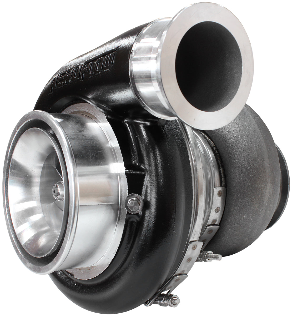BOOSTED 7588 T4 1.25 Turbocharger 1500HP, Hi Temp Black Finish   External Wastegate, T4 Twin Entry Inlet Flange, V-Band Exhaust Flange
