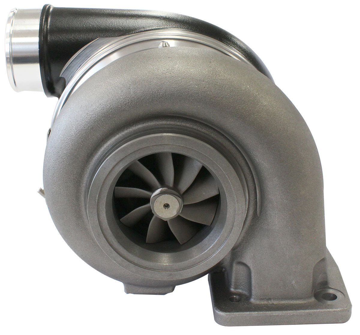 BOOSTED 7375 T4 1.15 Turbocharger 1200HP, Hi Temp Black Finish   External Wastegate, T4 Inlet Flange, V-Band Exhaust Flange