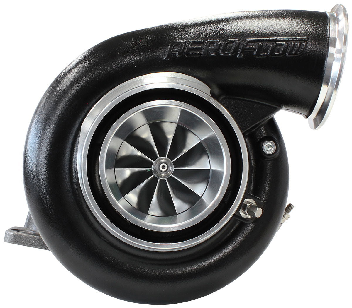 BOOSTED 7975 T4 1.15 Turbocharger 1450HP, Hi Temp Black Finish   External Wastegate, T4 Inlet Flange, V-Band Exhaust Flange