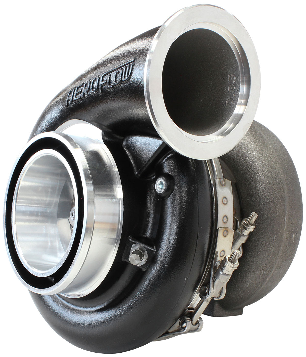 BOOSTED 7975 T4 1.15 Turbocharger 1450HP, Hi Temp Black Finish   External Wastegate, T4 Inlet Flange, V-Band Exhaust Flange