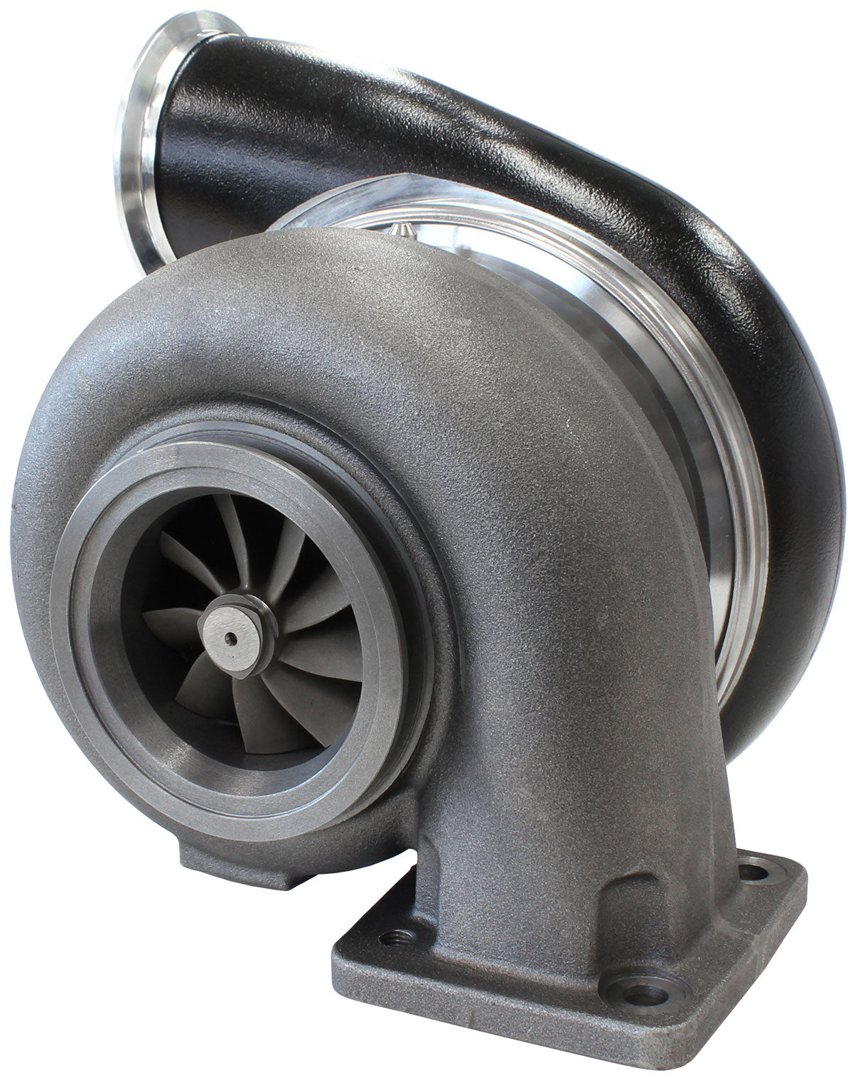 BOOSTED 7975 T4 1.15 Turbocharger 1450HP, Hi Temp Black Finish   External Wastegate, T4 Inlet Flange, V-Band Exhaust Flange