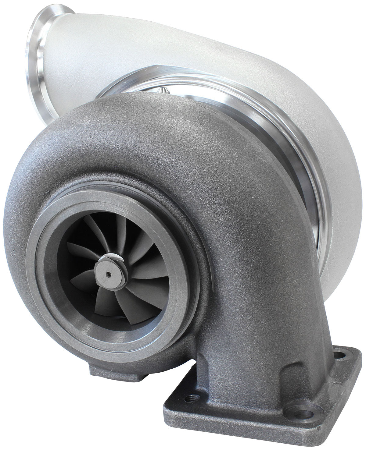BOOSTED 7975 T4 1.25 Turbocharger 1450HP, Natural Cast Finish   External Wastegate, T4 Inlet Flange, V-Band Exhaust Flange