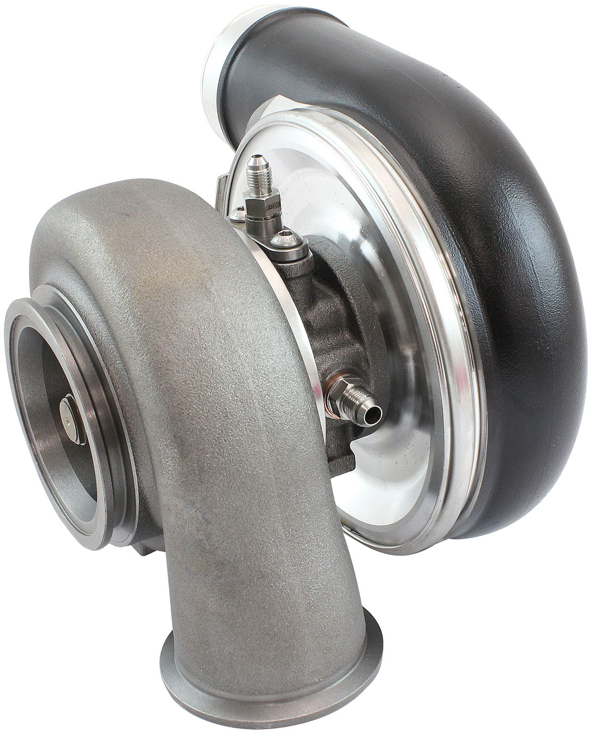 BOOSTED 7375 Dual V-Band 0.85 Turbocharger 1200HP, Hi Temp Black Finish   External Wastegate, V-Band Inlet & Exhaust Flanges