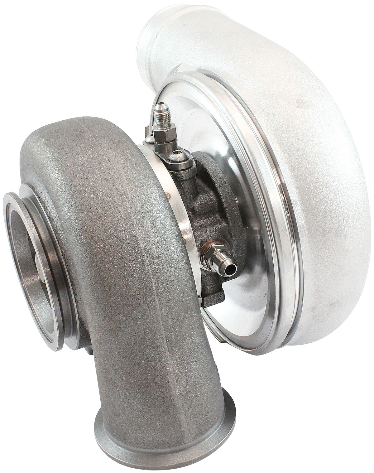 BOOSTED 7375 Dual V-Band 0.85 Turbocharger 1200HP, Natural Cast Finish   External Wastegate, V-Band Inlet & Exhaust Flanges