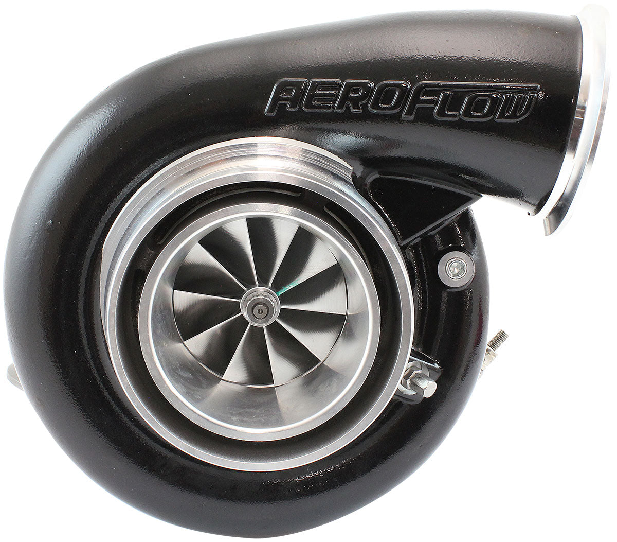 BOOSTED 7975 Dual V-Band 0.85 Turbocharger 1450HP, Hi Temp Black Finish   External Wastegate, V-Band Inlet & Exhaust Flanges