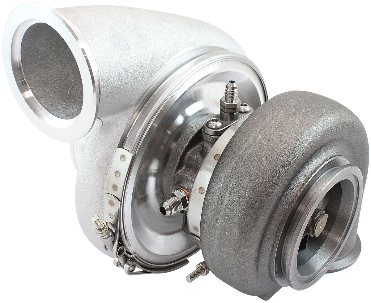 BOOSTED 7975 Dual V-Band 0.85 Turbocharger 1450HP, Natural Cast Finish   External Wastegate, V-Band Inlet & Exhaust Flanges