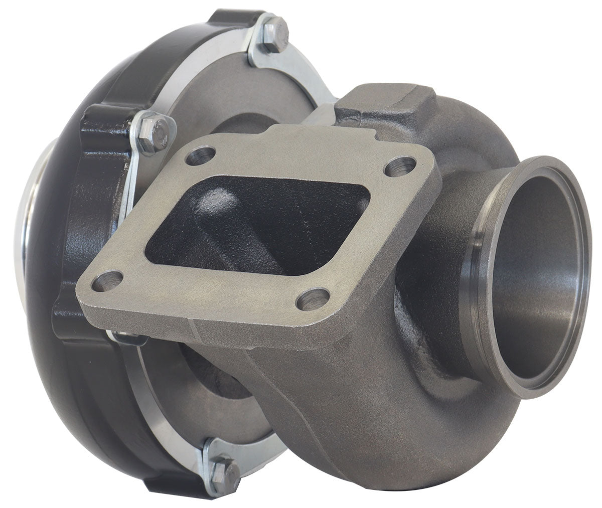 BOOSTED 6262 T4 .82 Turbocharger 900HP, Hi Temp Black Finish   External Wastegate, T4 Inlet Flange, V-Band Exhaust Flange