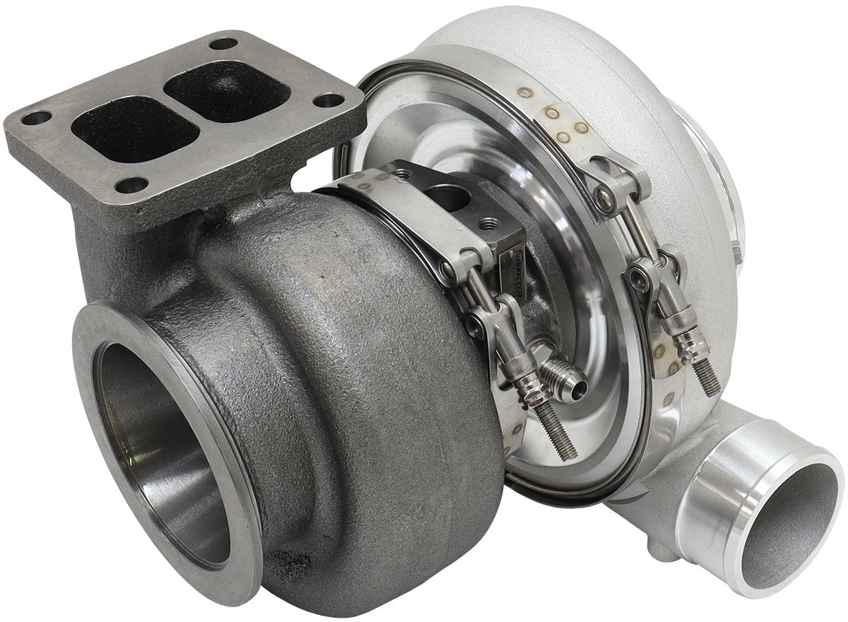 BOOSTED 6270 T4 0.85 Turbocharger 900HP, Natural Cast Finish   External Wastegate, T4 Inlet Flange, V-Band Exhaust Flange