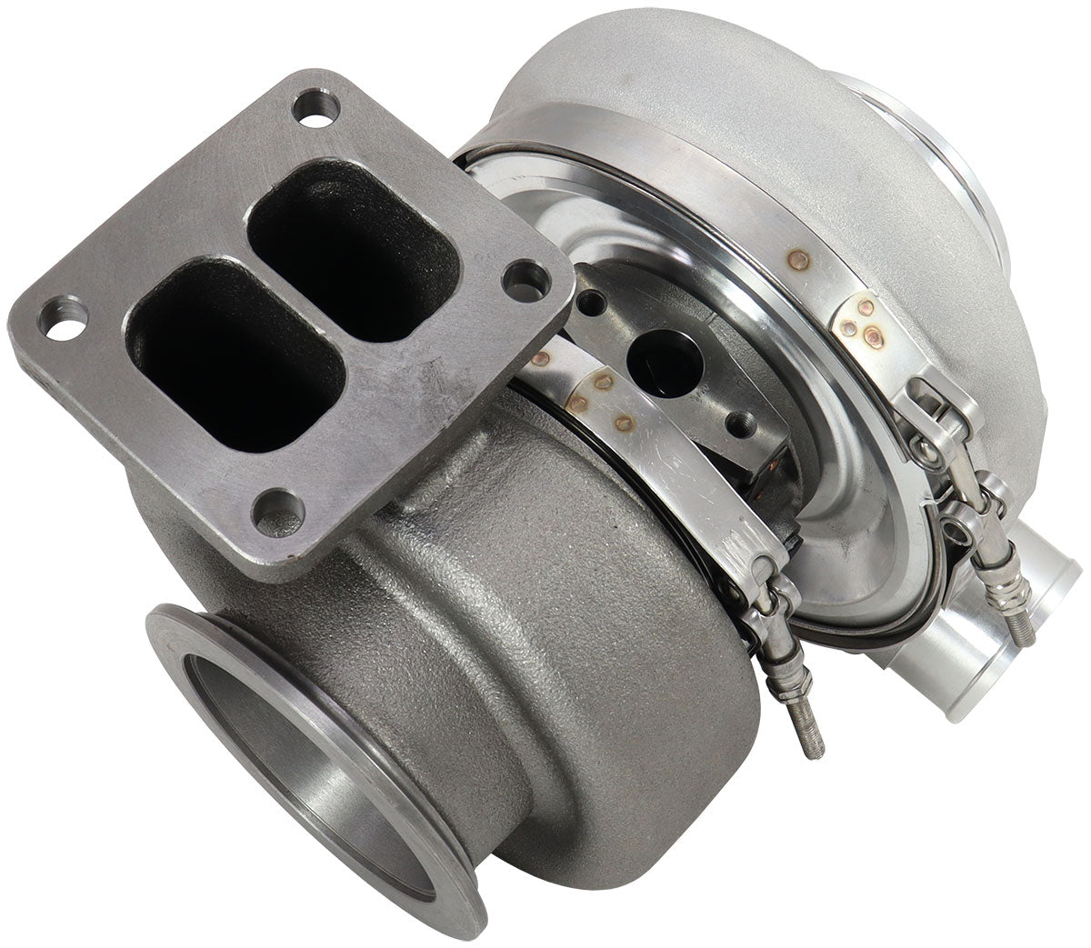 BOOSTED 7170 T4 0.85 Turbocharger 1150HP, Natural Cast Finish   External Wastegate, T4 Inlet Flange, V-Band Exhaust Flange