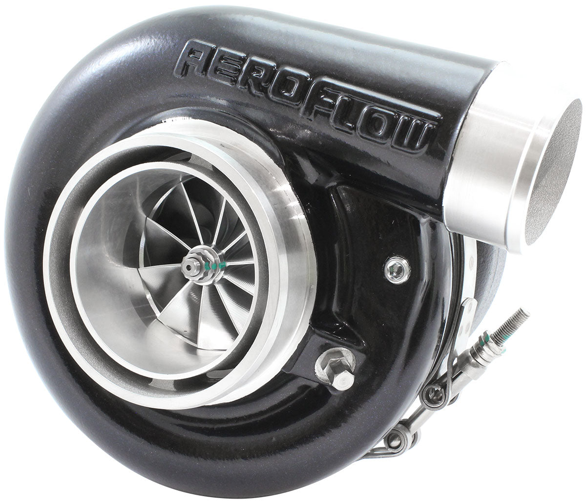 BOOSTED 7170 V-Band 0.85 Turbocharger 1150HP, Black Finish   External Wastegate, V-Band Inlet Flange, V-Band Exhaust Flange