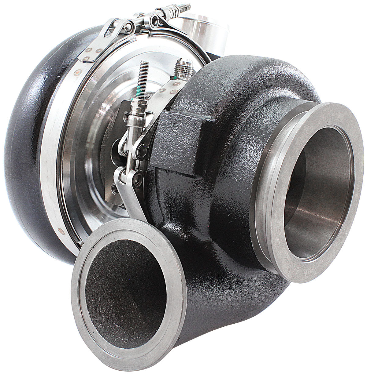 BOOSTED 7170 V-Band 0.85 Turbocharger 1150HP, Black Finish   External Wastegate, V-Band Inlet Flange, V-Band Exhaust Flange