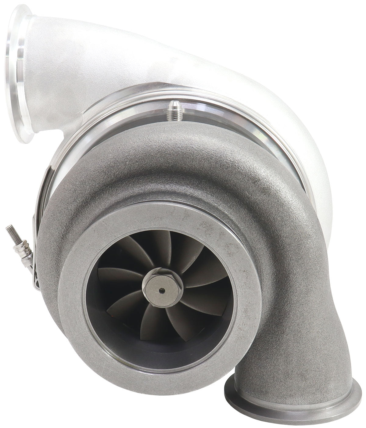 BOOSTED 6782.85 V-BandTurbocharger 1125HP, Natural Cast Finish   External Wastegate, V-Band Inlet Flange, V-Band Exhaust Flange