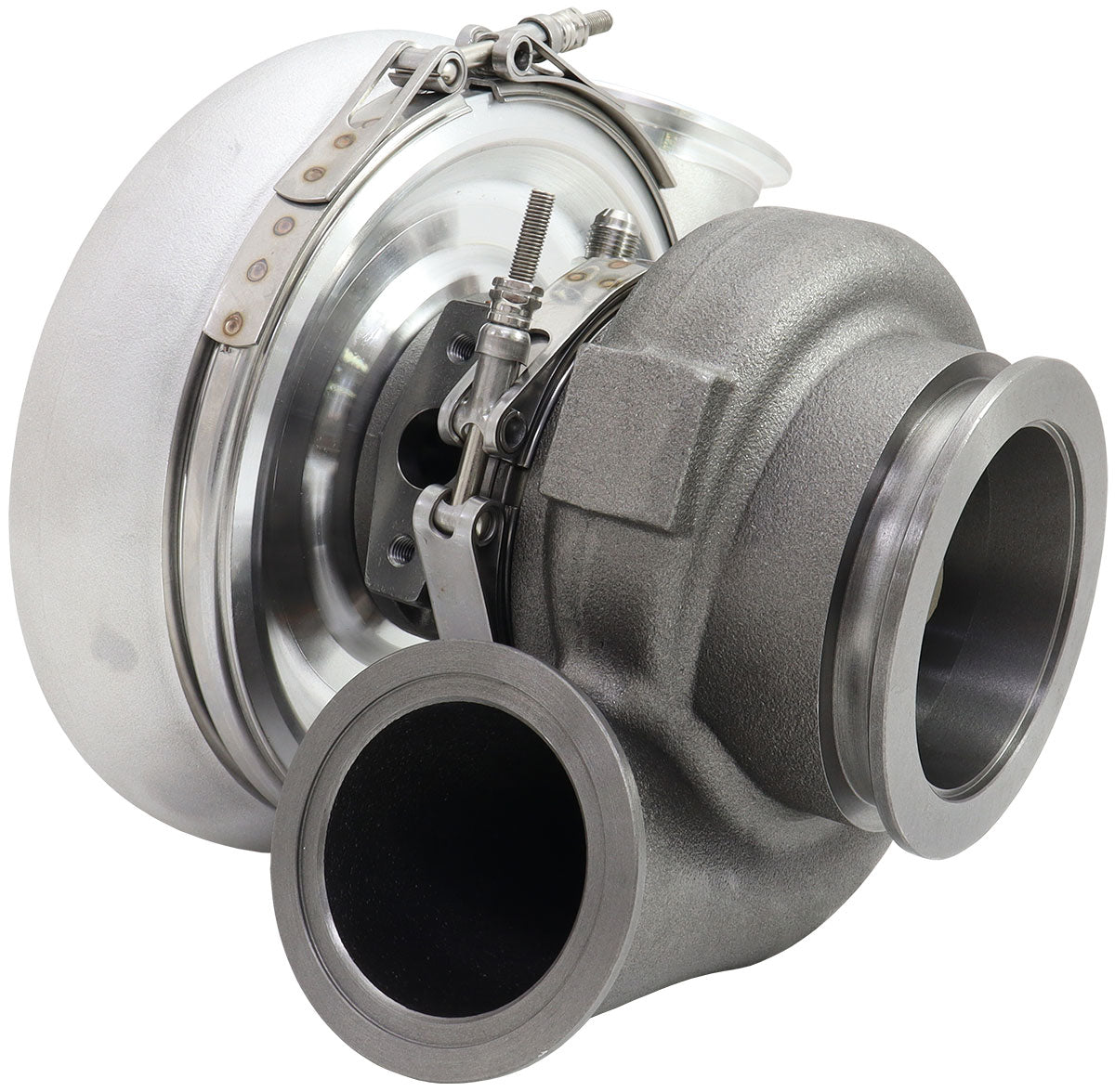 BOOSTED 6782.85 V-BandTurbocharger 1125HP, Natural Cast Finish   External Wastegate, V-Band Inlet Flange, V-Band Exhaust Flange