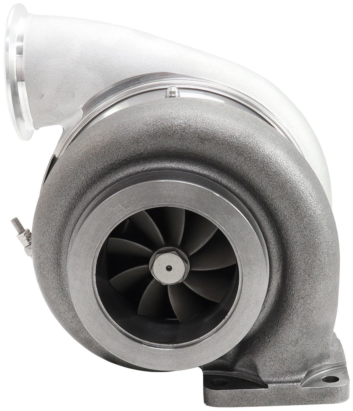 BOOSTED 7282 1.15 T4 Turbocharger 1350HP, Natural Cast Finish   External Wastegate, T4 Inlet Flange, V-Band Exhaust Flange