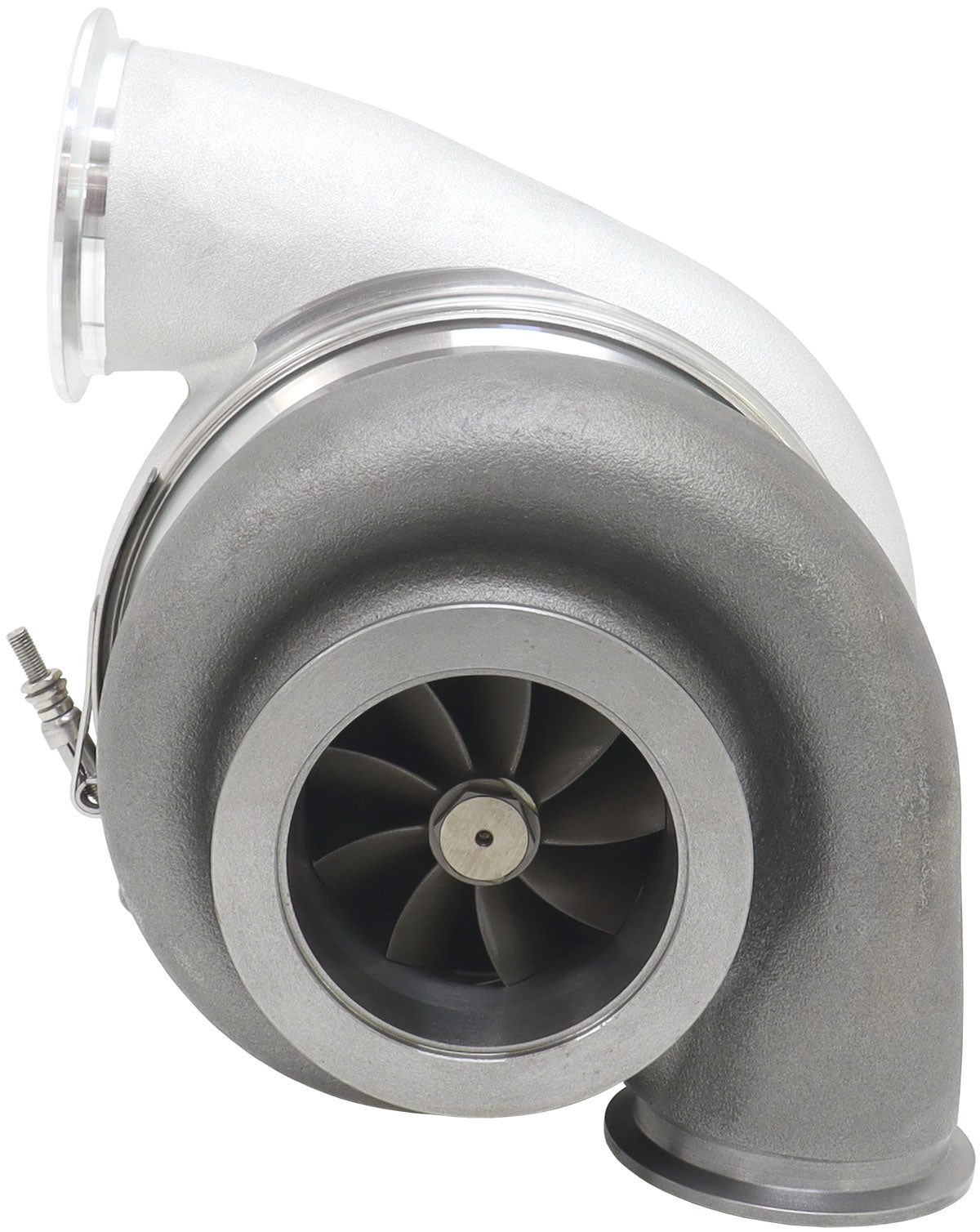 BOOSTED 7282 V-BAND 1.15 Turbocharger 1350HP, Natural Cast Finish   External Wastegate, V-Band Inlet Flange, V-Band Exhaust Flange