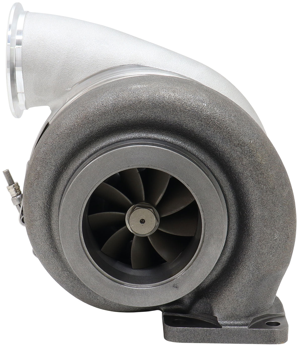 BOOSTED 7682 T4 1.28 Turbocharger 1500HP, Natural Cast Finish   External Wastegate, T4 Inlet Flange, V-Band Exhaust Flange