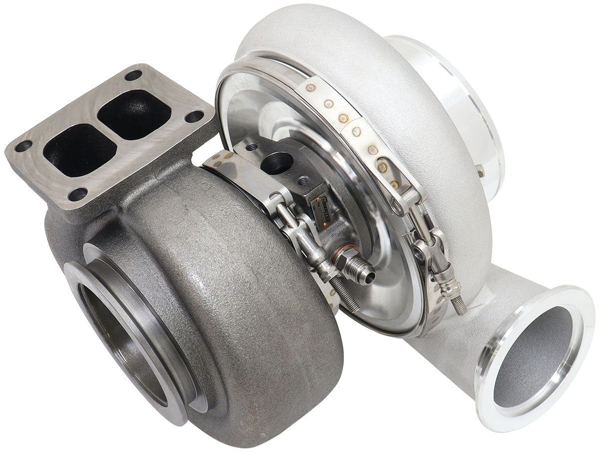 BOOSTED 7682 T4 1.28 Turbocharger 1500HP, Natural Cast Finish   External Wastegate, T4 Inlet Flange, V-Band Exhaust Flange