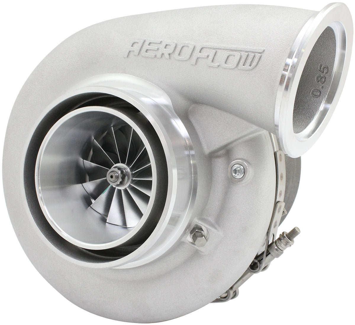 BOOSTED 7682 V-BAND .85 Turbocharger 1500HP, Natural Cast Finish   External Wastegate, V-Band Inlet Flange, V-Band Exhaust Flange