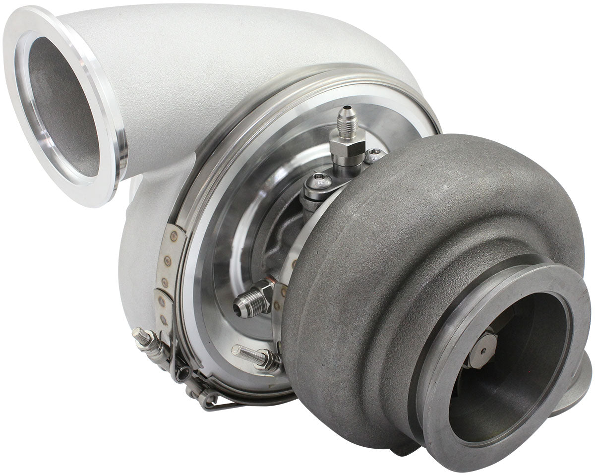 BOOSTED 7682 V-BAND .85 Turbocharger 1500HP, Natural Cast Finish   External Wastegate, V-Band Inlet Flange, V-Band Exhaust Flange