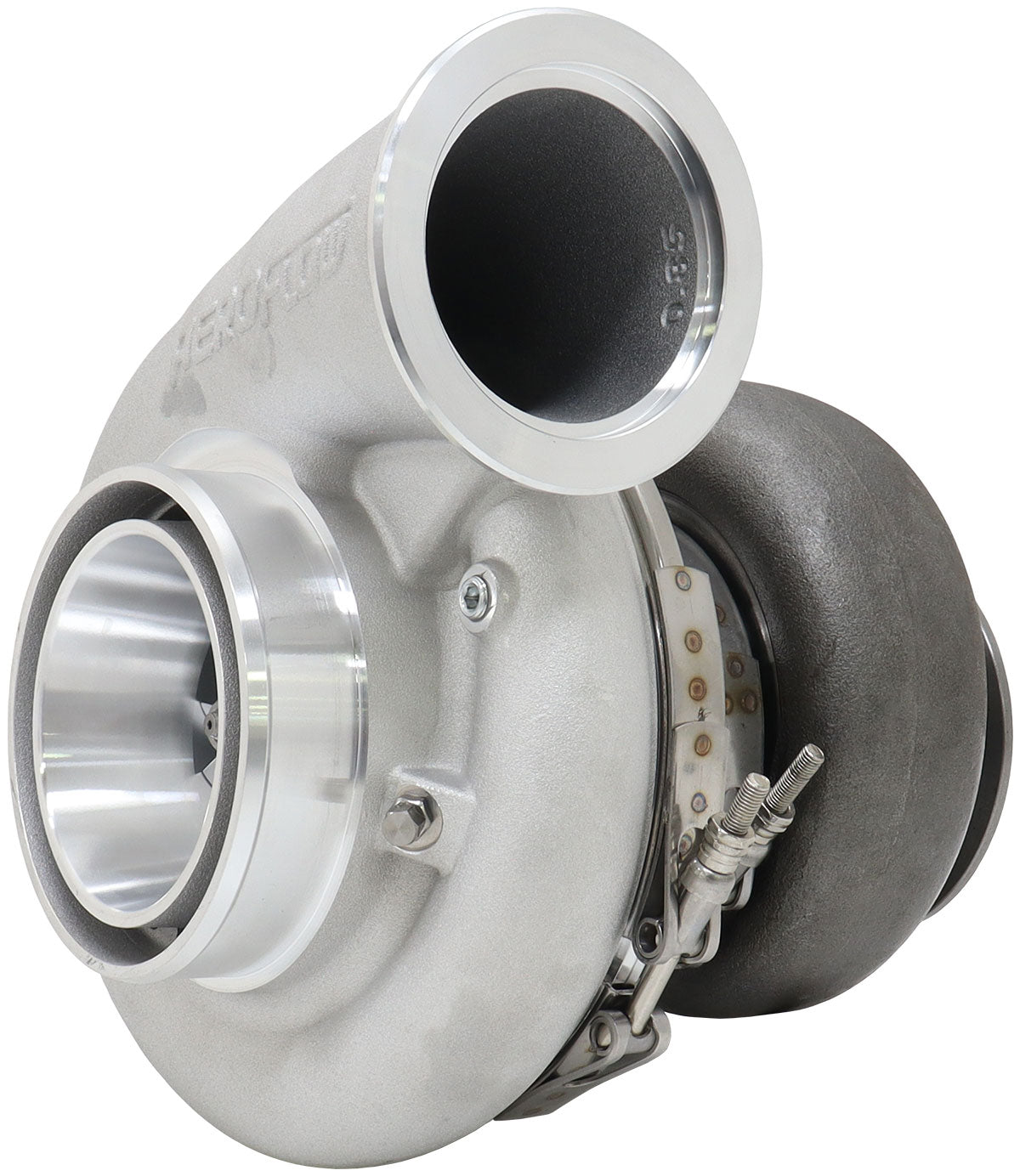 BOOSTED 7682 V-BAND 1.15 Turbocharger 1500HP, Natural Cast Finish   External Wastegate, V-Band Inlet Flange, V-Band Exhaust Flange