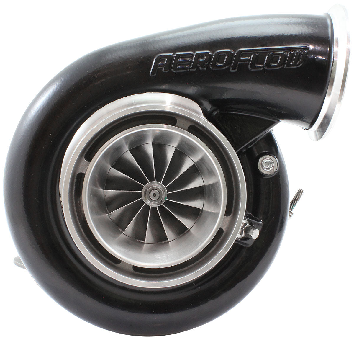 BOOSTED 7682 V-BAND 1.28 Turbocharger 1500HP, Hi Temp Black Finish   External Wastegate, V-Band Inlet Flange, V-Band Exhaust Flange