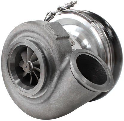 BOOSTED 7375 1.01 Reverse Rotation Turbocharger 1200HP, Hi Temp Black Finish   External Wastegate, V-Band Inlet & Exhaust Flanges