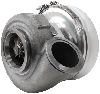 BOOSTED 7375 1.01 Reverse Rotation Turbocharger 1200HP, Natural Cast Finish   External Wastegate, V-Band Inlet & Exhaust Flanges