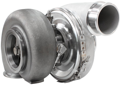 BOOSTED 7375 1.28 Reverse Rotation Turbocharger 1200HP, Natural Cast Finish   External Wastegate, V-Band Inlet & Exhaust Flanges