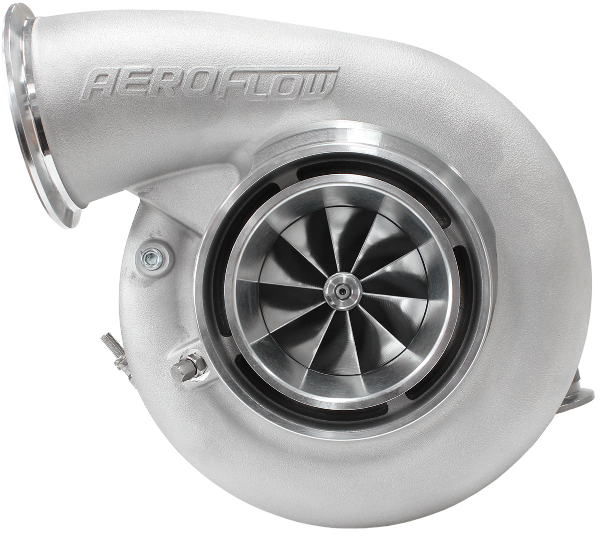 BOOSTED 7975 1.01 Reverse Rotation Turbocharger 1450HP, Natural Cast Finish   External Wastegate, V-Band Inlet & Exhaust Flanges