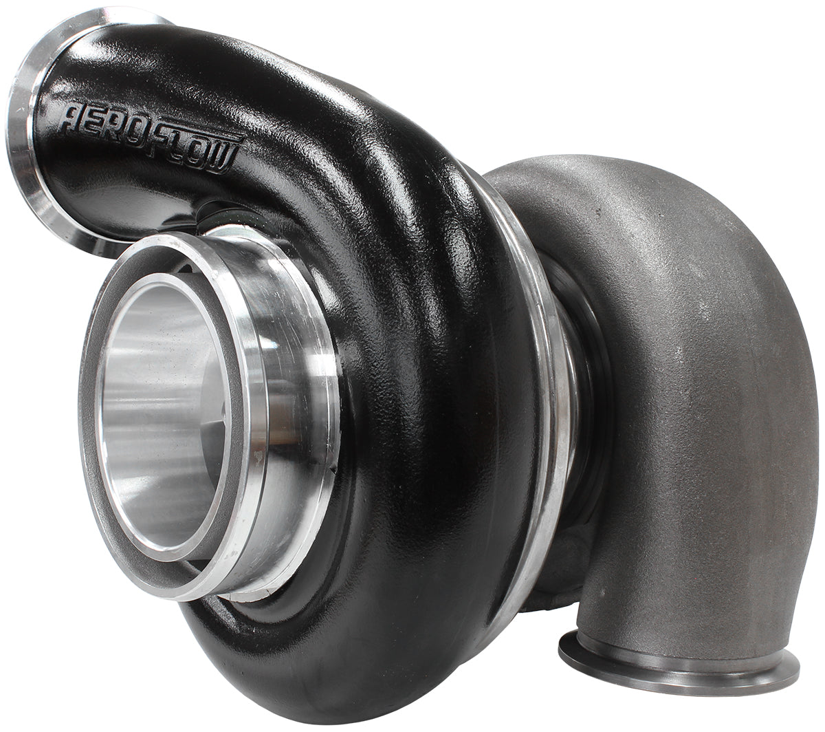 BOOSTED 7975 1.01 Reverse Rotation Turbocharger 1450HP, Hi Temp Black Finish   External Wastegate, V-Band Inlet & Exhaust Flanges