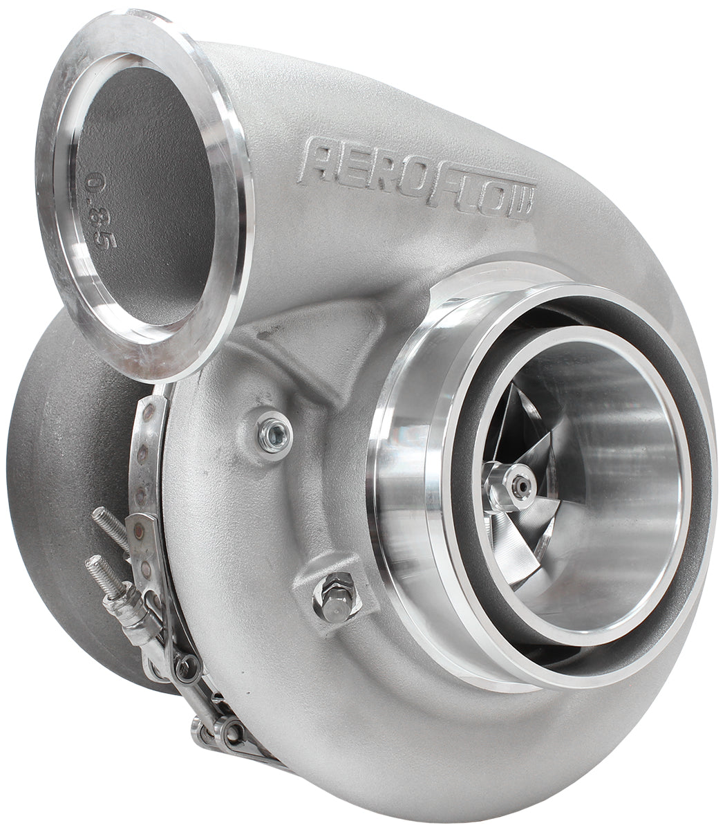 BOOSTED 7975 1.01 Reverse Rotation Turbocharger 1450HP, Natural Cast Finish   External Wastegate, V-Band Inlet & Exhaust Flanges