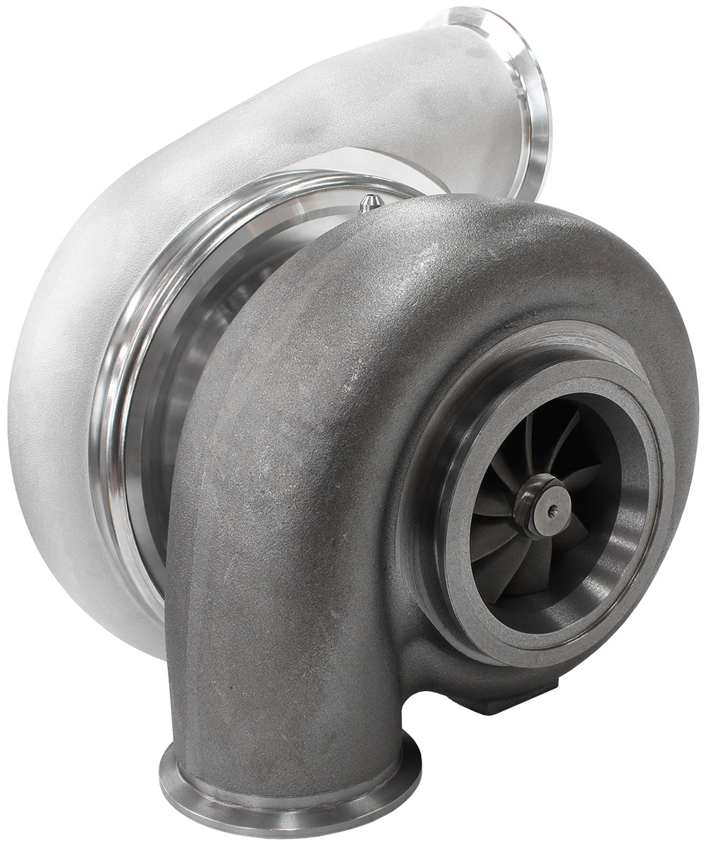 BOOSTED 7975 1.15 Reverse Rotation Turbocharger 1450HP, Natural Cast Finish   External Wastegate, V-Band Inlet & Exhaust Flanges